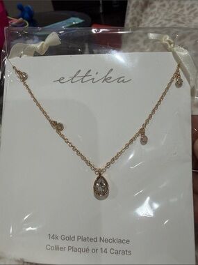 ettika 14k Gold Plated Teardrop Crystal Necklace